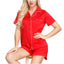 Ink+ivy Ink+ivy Wo Short Sleeve Notch Collar Pajama Top And Short Set Red