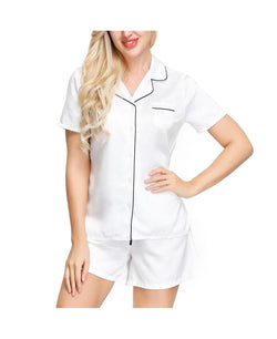 Ink+ivy Ink+ivy Wo Short Sleeve Notch Collar Pajama Top And Short Set White thumbnail 1
