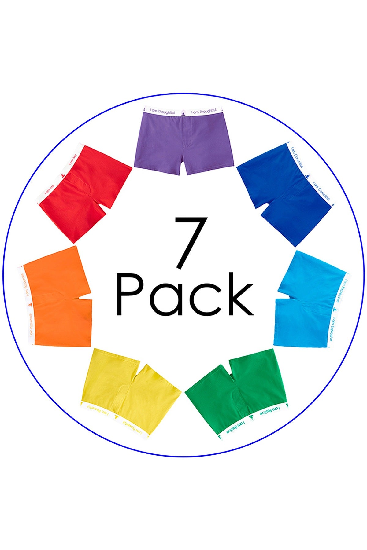 InnerBalanceWear 7-Chakra Affirmation Boxer Short 7-Pack Set