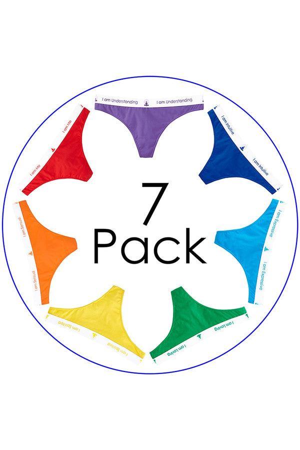 InnerBalanceWear 7-Chakra Affirmation Thong 7-Pack Set