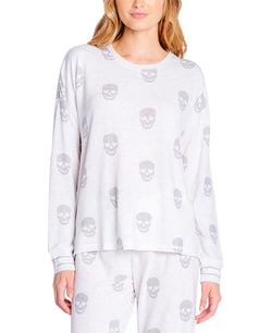 Insomniax Butter Jersey Printed Long-sleeve Pajama Top Heather Cl thumbnail 1