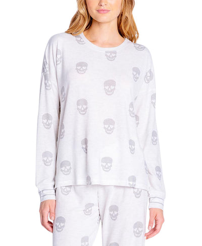 Insomniax Butter Jersey Printed Long-sleeve Pajama Top Heather Cl