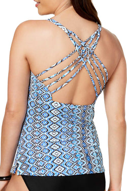 Island Escape Blue 'Cabo Sands' Strappy Add-A-Size Tankini Top thumbnail 2