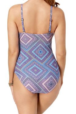 Island Escape Blue/Pink Capadocia Underwire Push-Up Swimsuit thumbnail 2