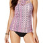 Island Escape Cabo Sands High Neck Tankini Top in Fuchsia/Black