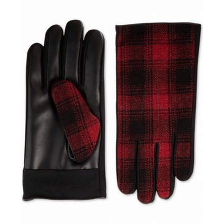 Isotoner Gloves & Mittens Men's Driving Gloves Large Plaid Faux Leather Red