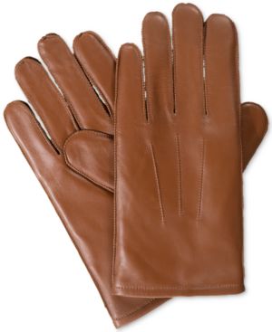 Isotoner Mens SmarTouch Leather Gloves brown