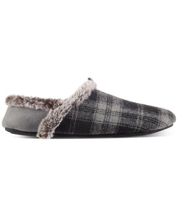 Isotoner Plaid Faux Fur Slippers Black thumbnail 2