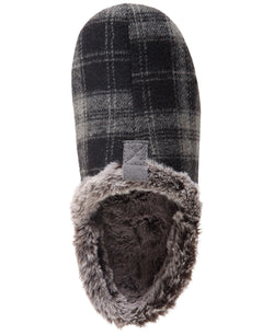 Isotoner Plaid Faux Fur Slippers Black thumbnail 3