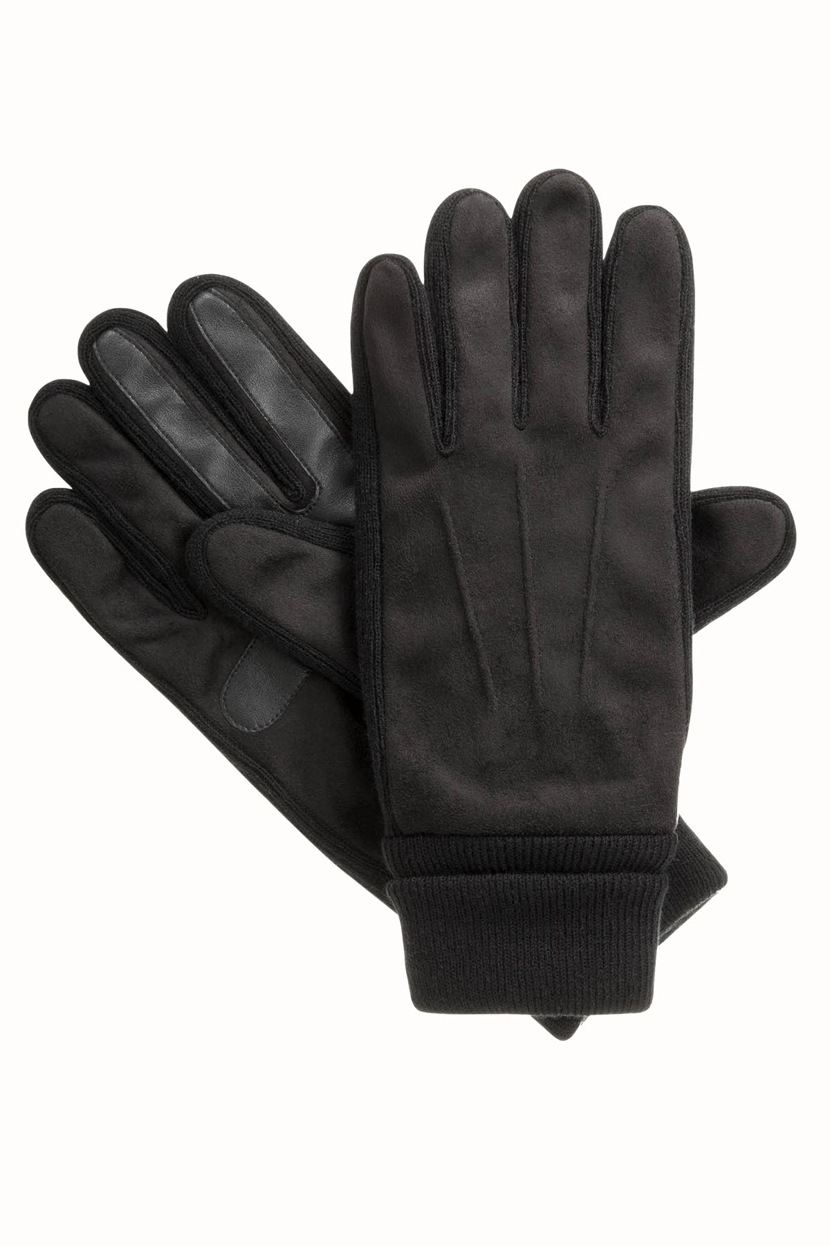 Isotoner Signature Black Fleece SmarTouch Brushed Microfiber Gloves