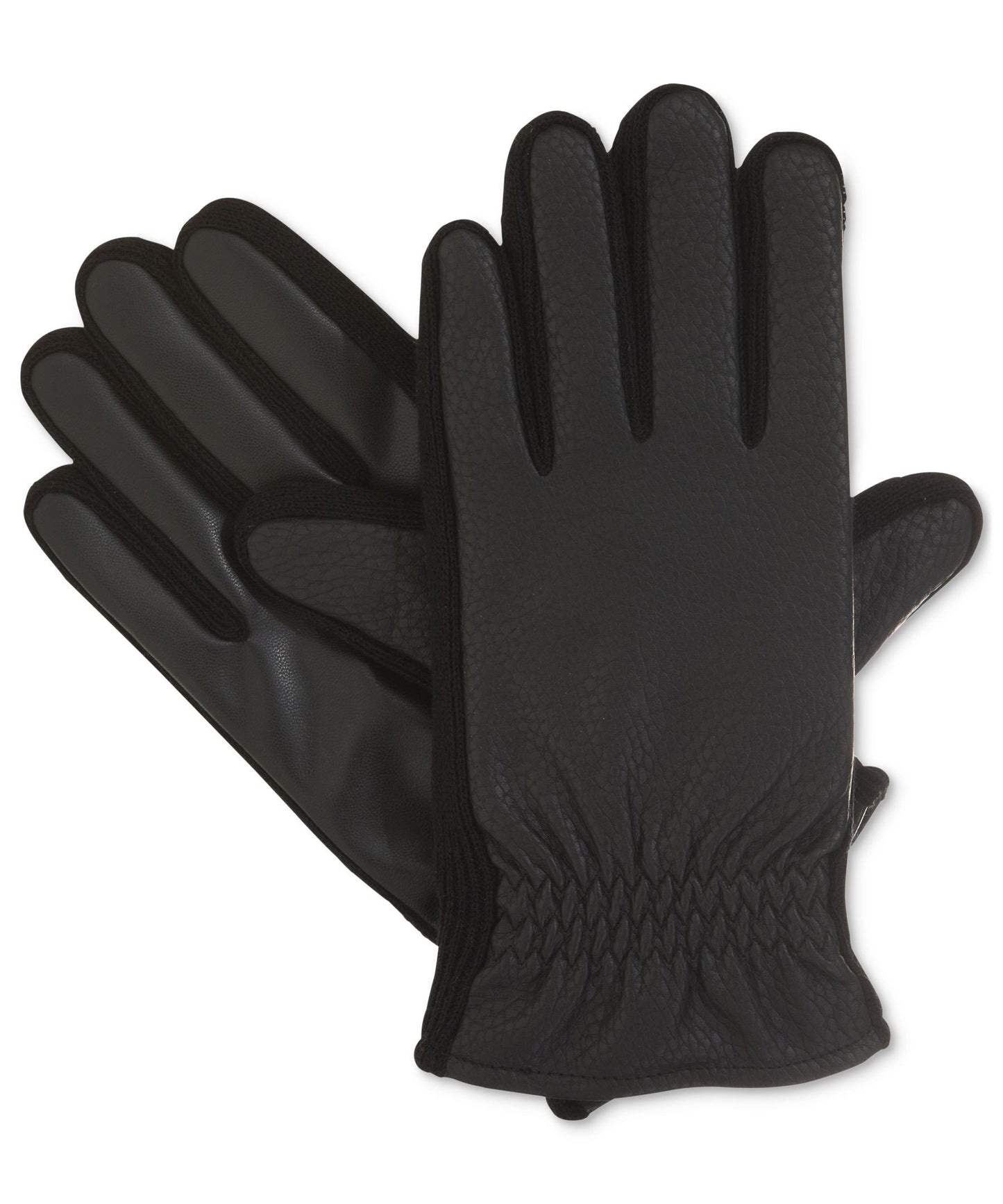 Isotoner Signature Black THERMAflex™ SmarTouch Textured Stretch Glove With Gathered Wrist