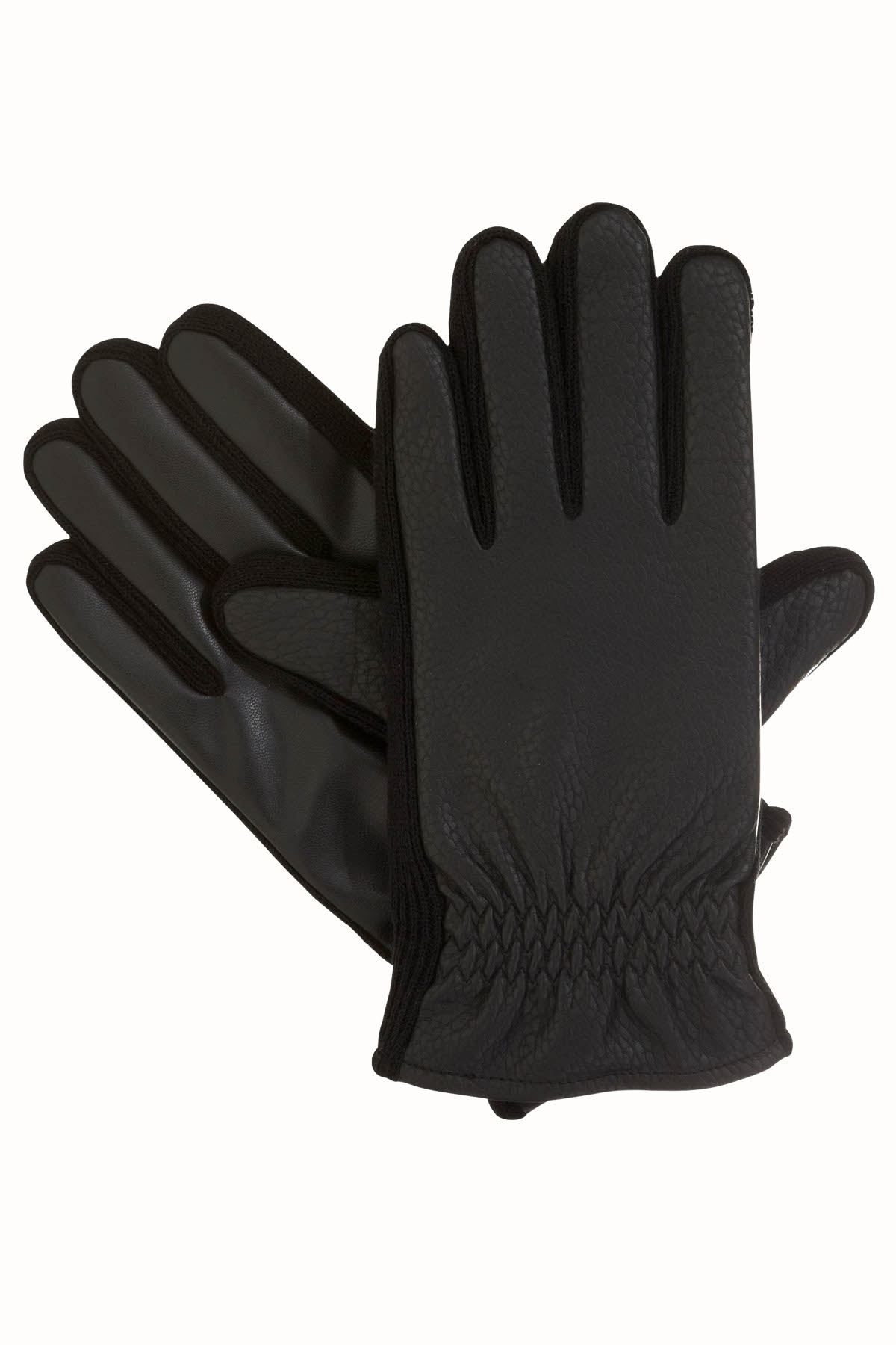 Isotoner Signature Black Thermaflex™ Smartouch Textured Stretch Glove With Gathered Wrist