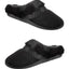 Isotoner Signature Black Velour/Faux-Fur Enhanced Heel Cushion Slippers