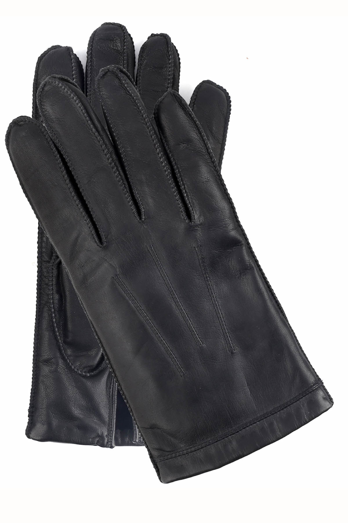 Isotoner Signature Black Vented Palm Smooth Leather Gloves