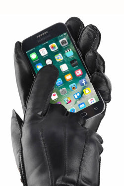 Isotoner Signature Black Vented Palm Smooth Leather Gloves thumbnail 2