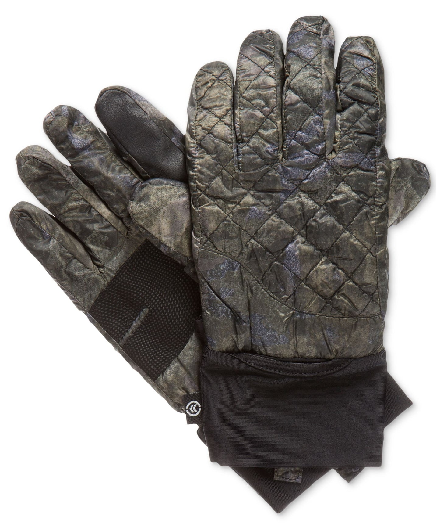 Isotoner Signature Dark-Olive-Camo Quilted Gloves - L/XL