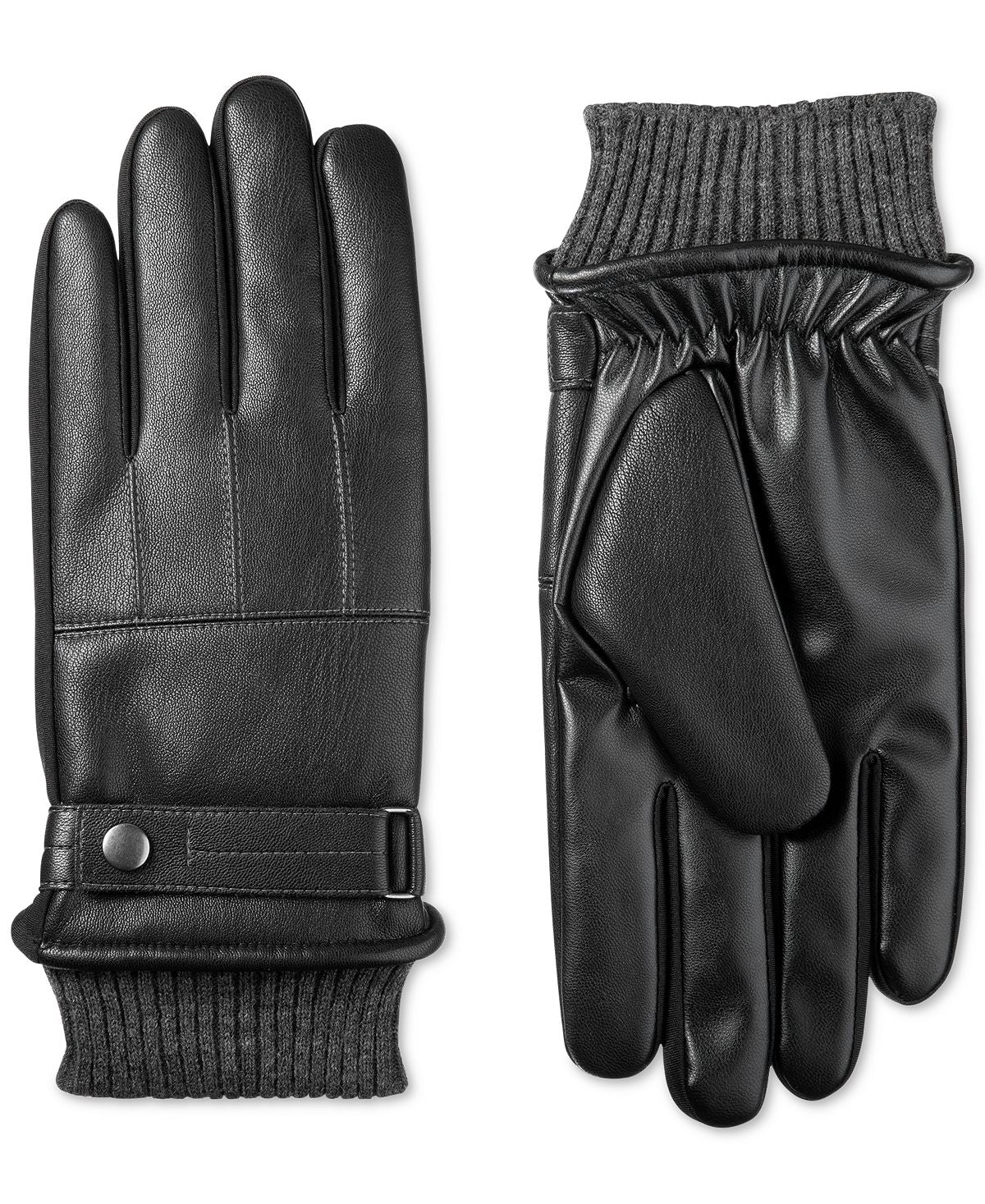 Isotoner Signature Faux-leather Sleekheat Gloves Black