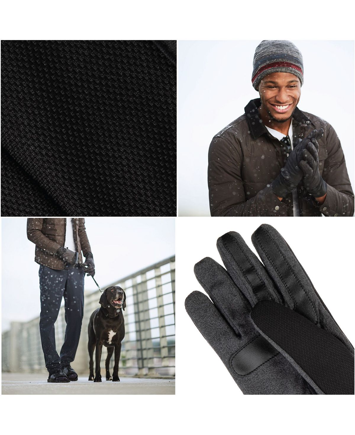 Isotoner Signature Lined Water Repellent Tech Stretch Glove Black