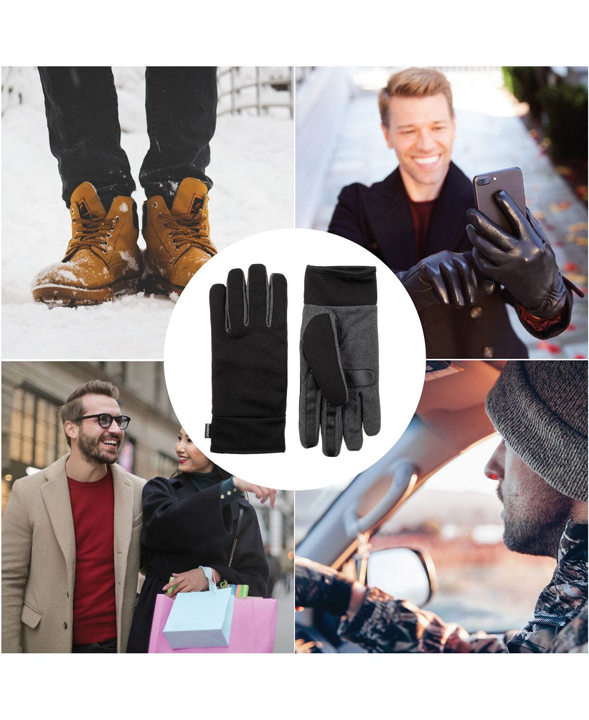 Isotoner Signature Lined Water Repellent Tech Stretch Glove Black