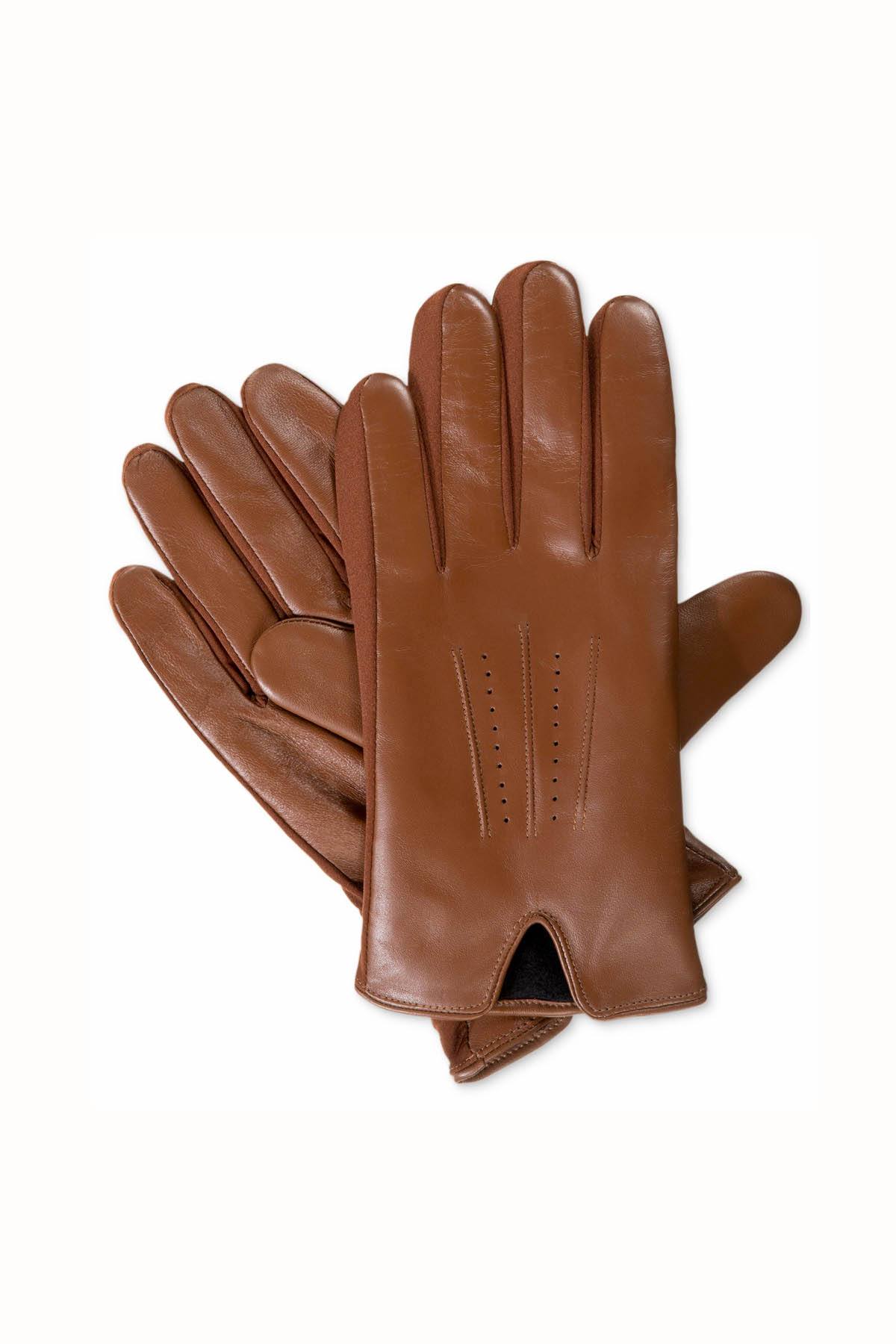 Isotoner Signature Luggage-Brown Leather Gloves - Medium