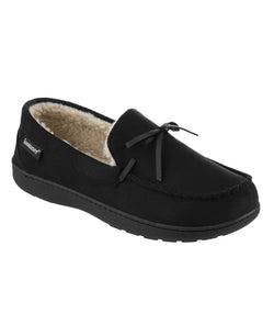 Isotoner Signature Memory Foam Microsuede Nigel Moccasin Slippers Black thumbnail 1