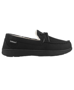 Isotoner Signature Memory Foam Microsuede Nigel Moccasin Slippers Black thumbnail 2