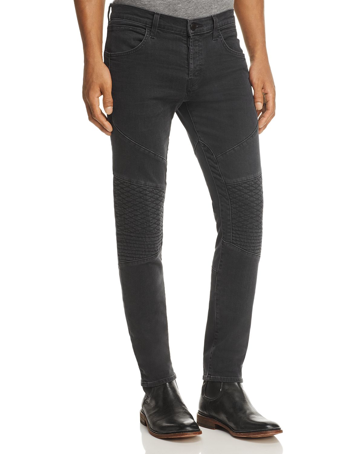 J Brand Bearden Moto Super Slim Fit Jeans In Washed Black Alpha Gray