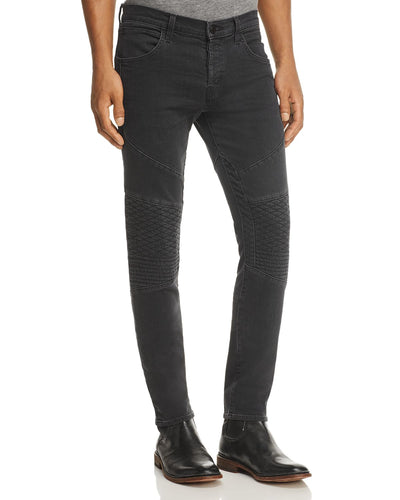 J Brand Bearden Moto Super Slim Fit Jeans In Washed Black Alpha Gray
