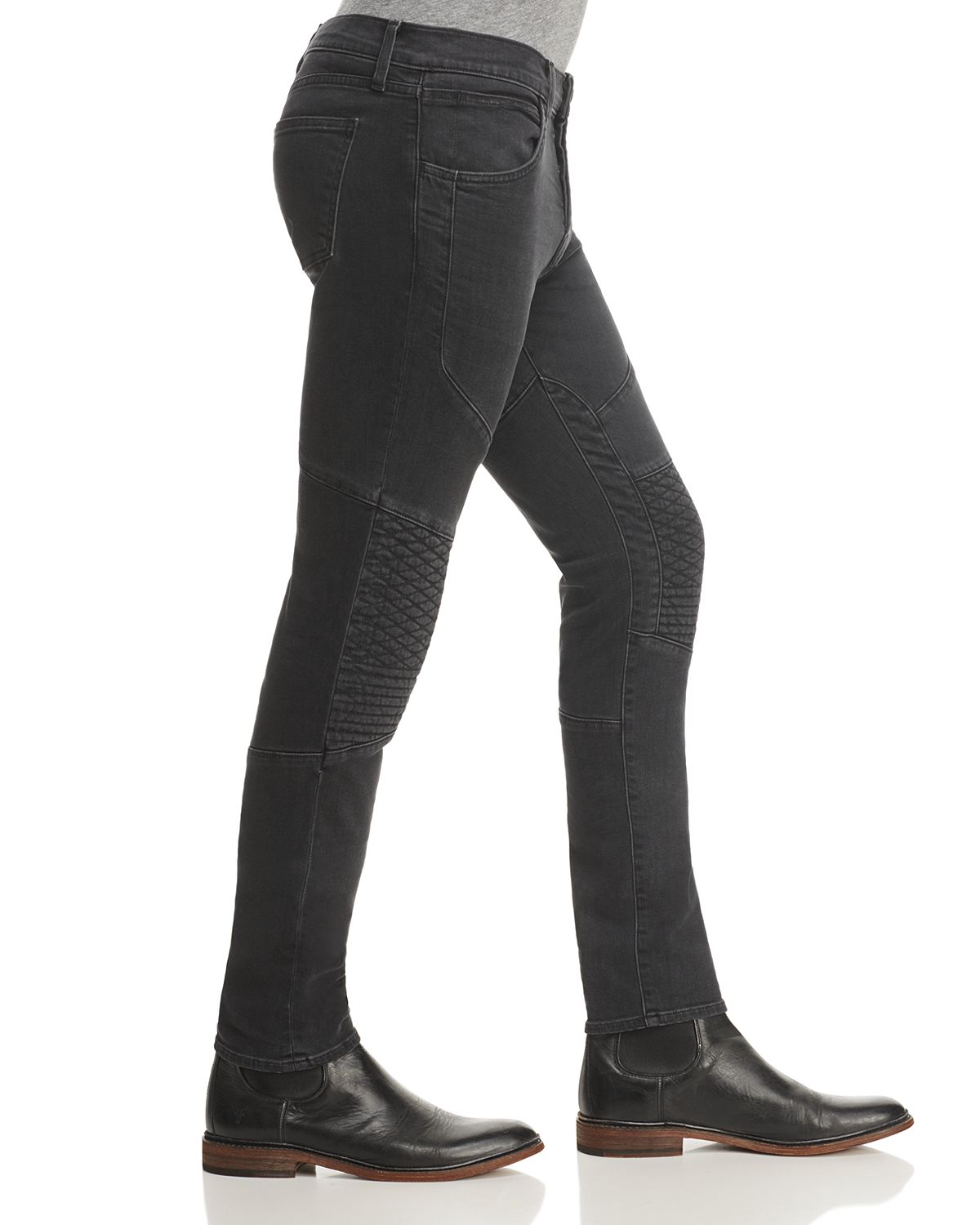 J Brand Bearden Moto Super Slim Fit Jeans In Washed Black Alpha Gray