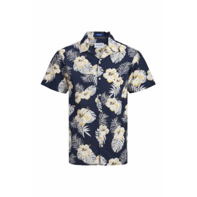 JACK & JONES Jack & Jones Cole Floral Short Sleeve Comfort Fit Hawaiian Shirt Sky Captain