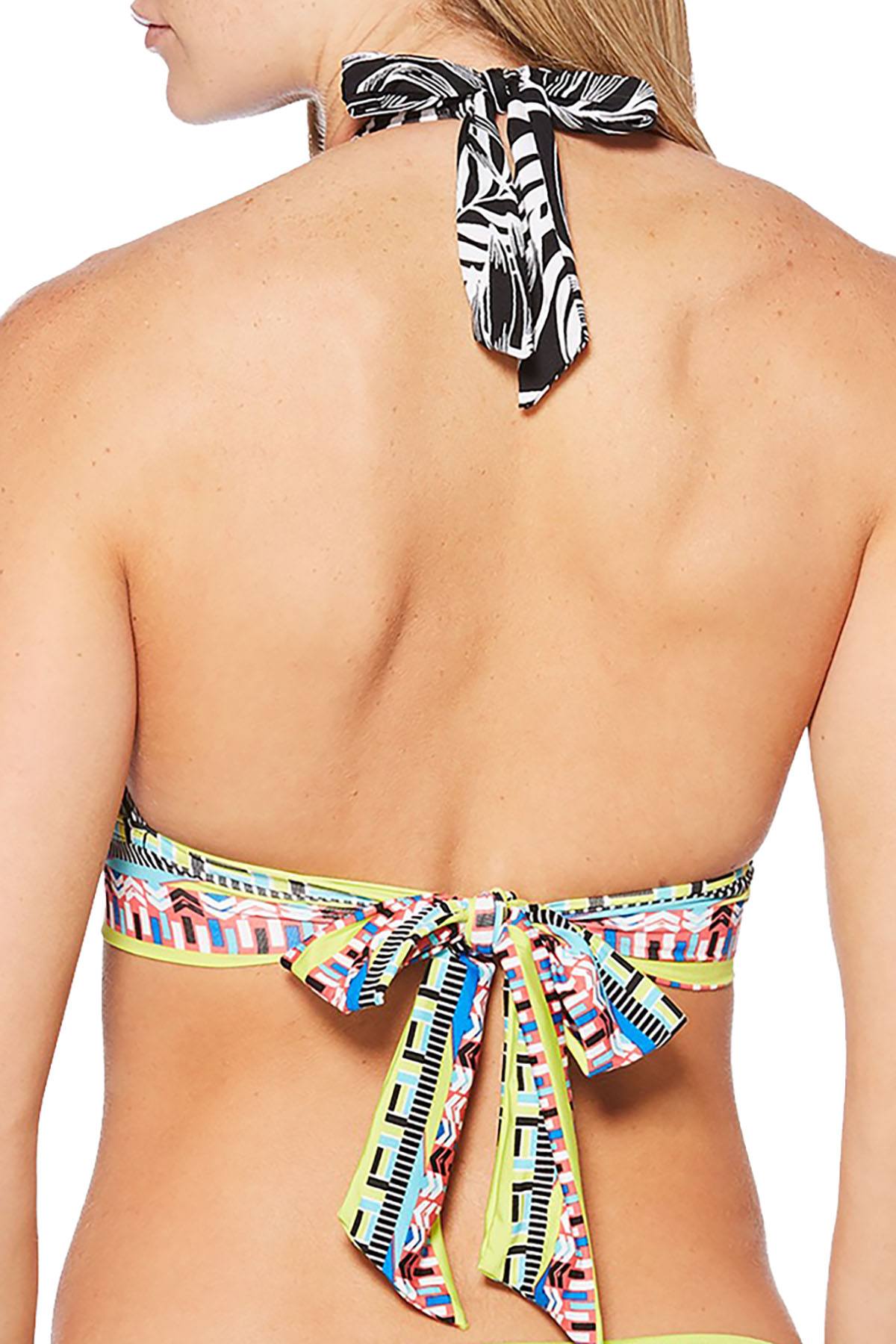 JAG Tropical Palm Halter Bikini Top in Black
