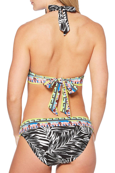 JAG Tropical Palm Retro Hipster Bikini Bottom in Black