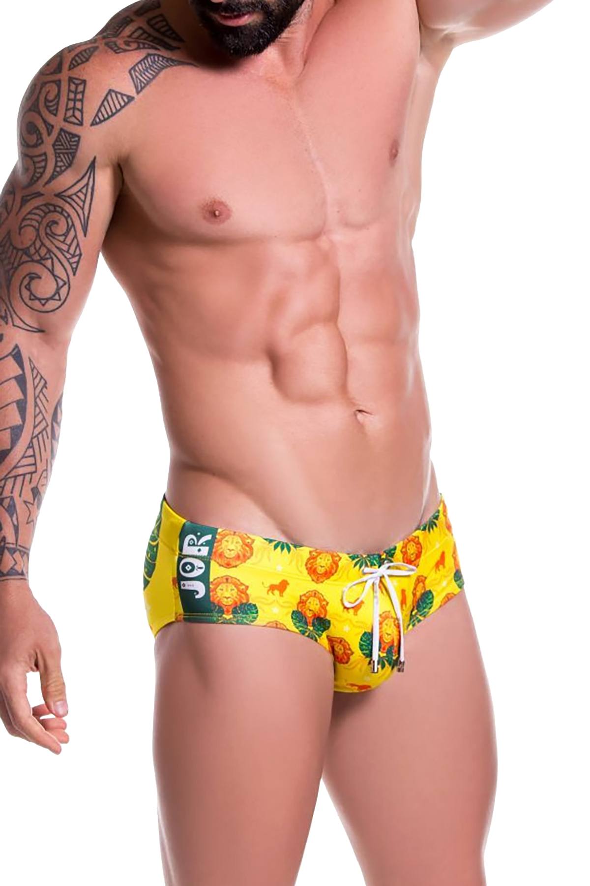 JOR Yellow Wild-Printed Swim Brief