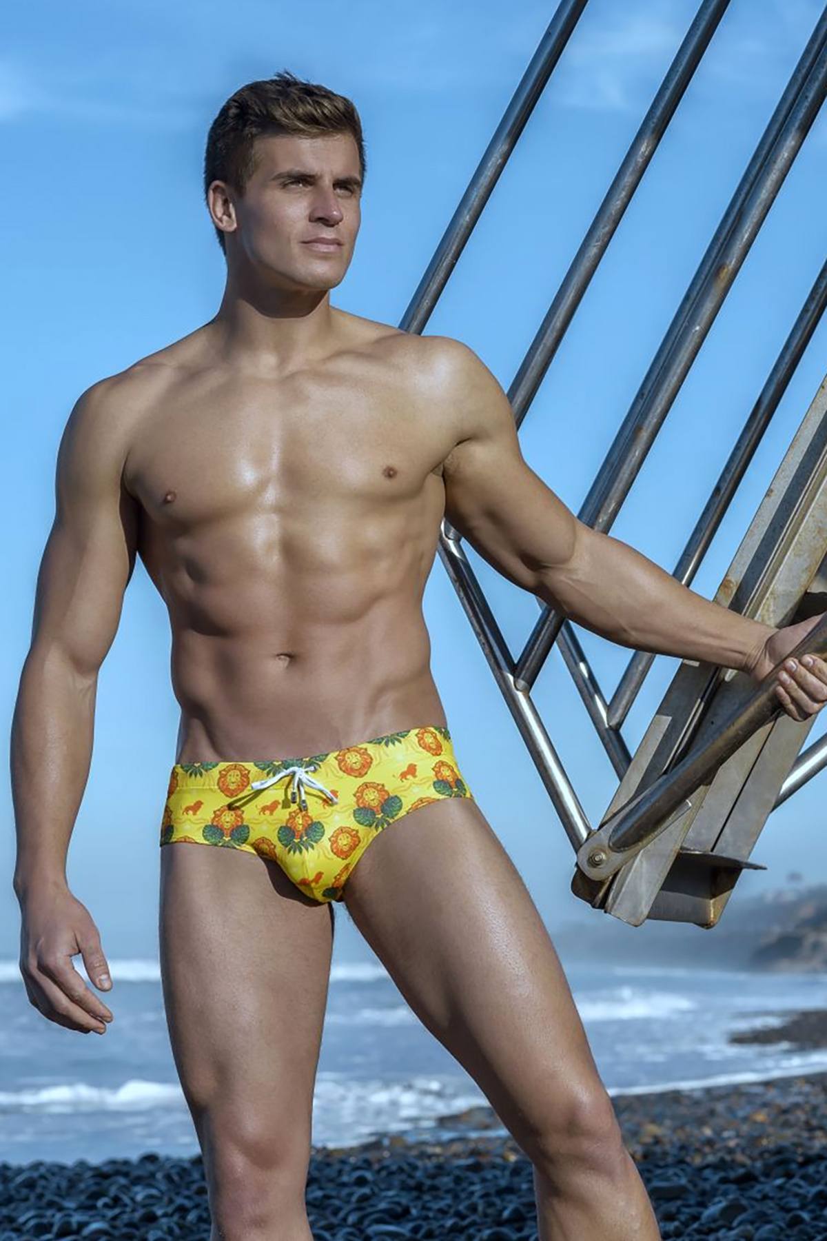 JOR Yellow Wild-Printed Swim Brief