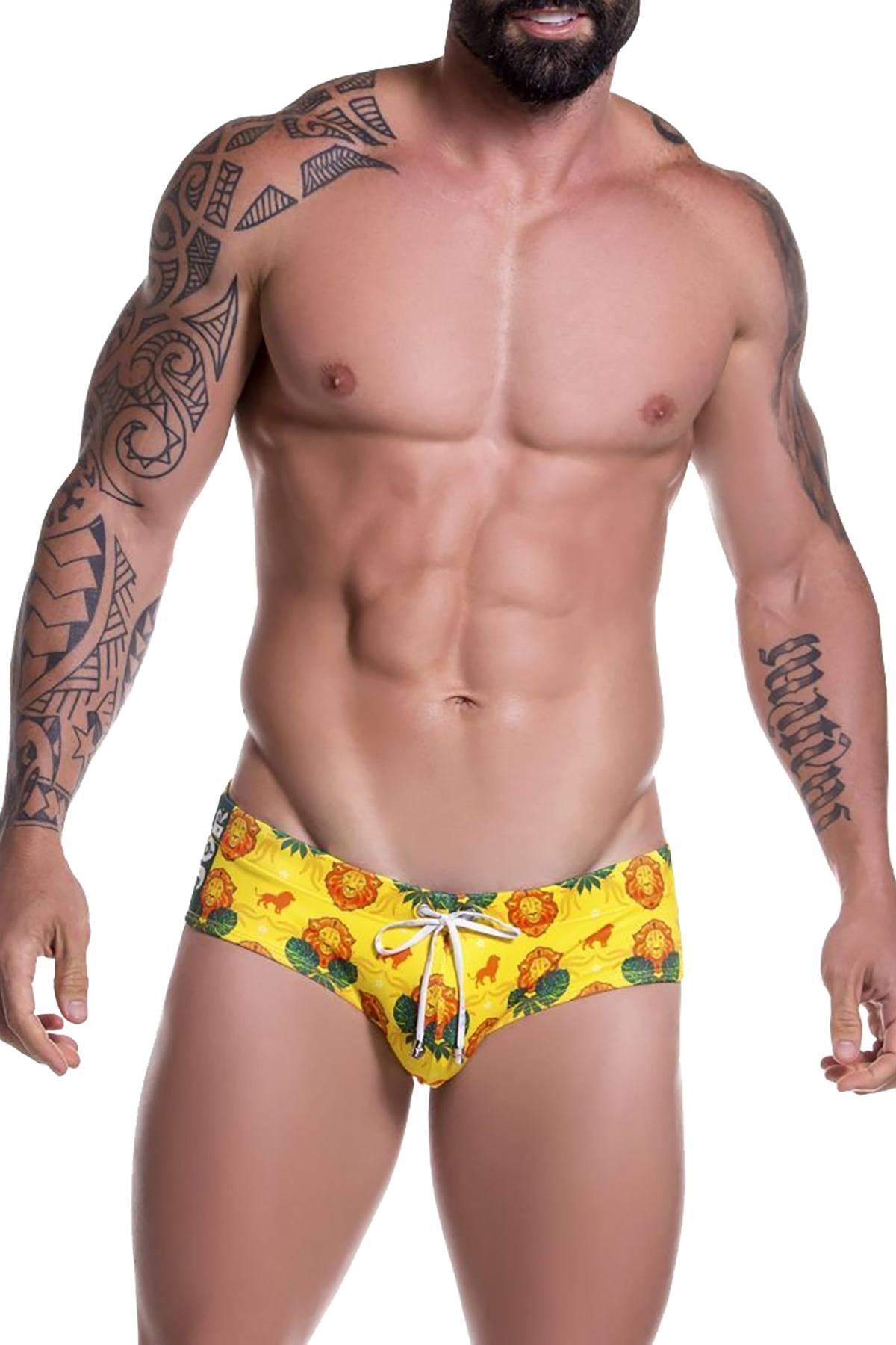 JOR Yellow Wild-Printed Swim Brief