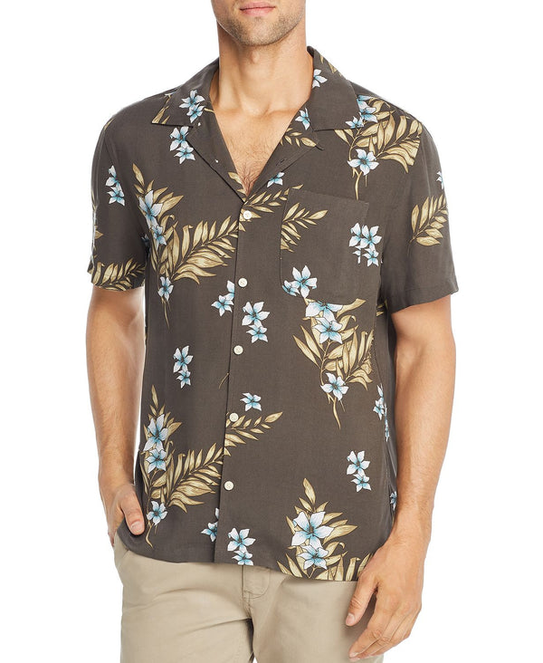 Jachs Ny Short-sleeve Floral-print Classic Fit Shirt Brown