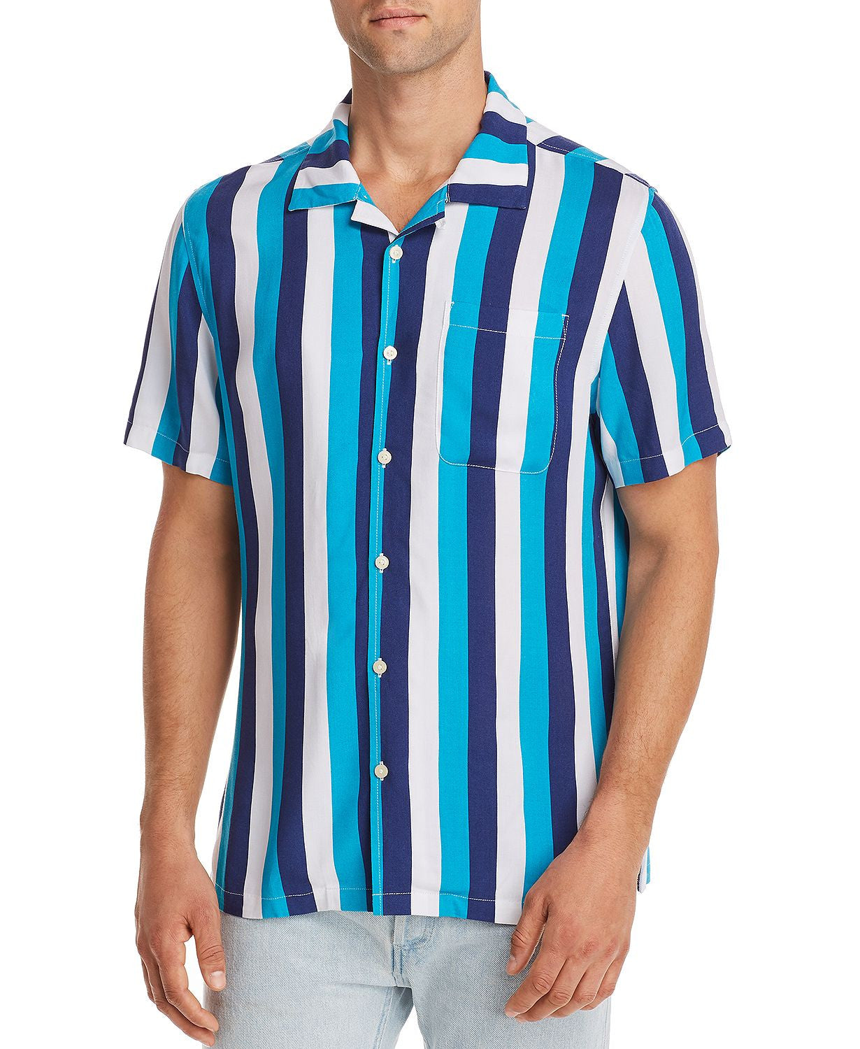 Jachs Ny Short-sleeve Striped Classic Fit Shirt Blue