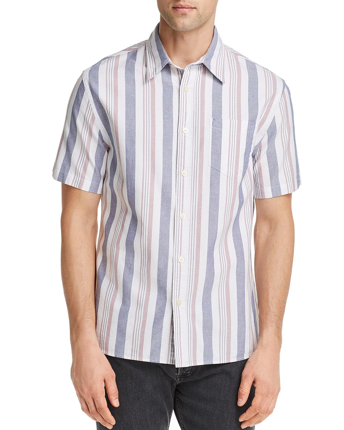 Jachs Ny Short-sleeve Striped Regular Fit Shirt Navy