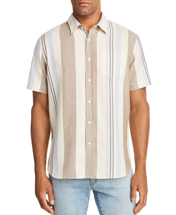 Jachs Ny Variegated-stripe Regular Fit Button-down Shirt Cream/blue/taupe