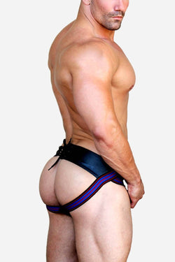 Jack Adams Black & Blue Tie-Back Jockstrap thumbnail 2