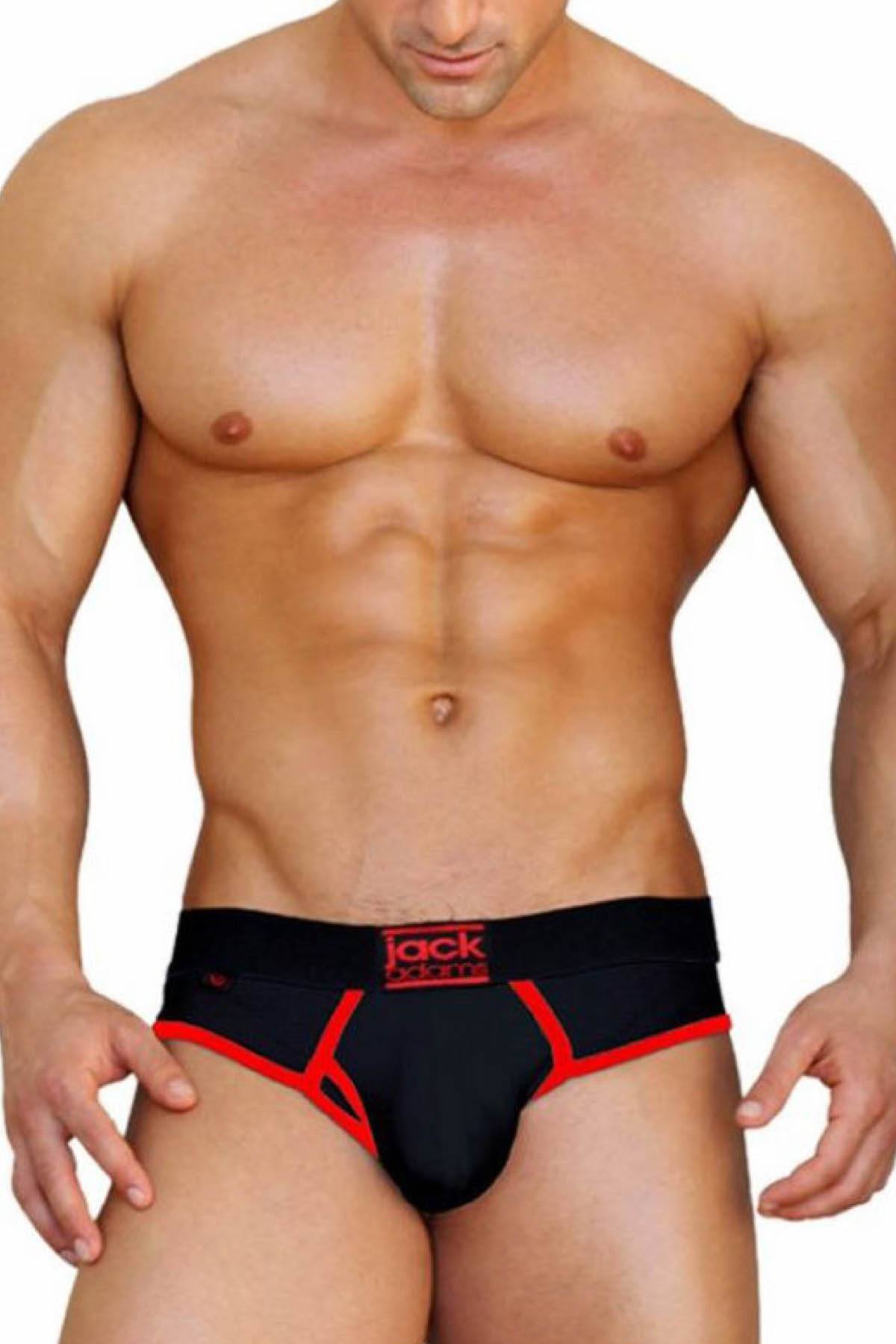 Jack Adams Black & Red Bodyflex Mesh Contour Brief
