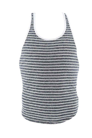 Jack Adams Heather Black & White Stripe Urban T-Back Tank