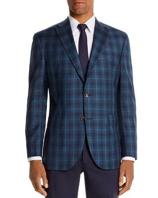 Jack Victor Plaid Regular Fit Sport Coat Green/Navy