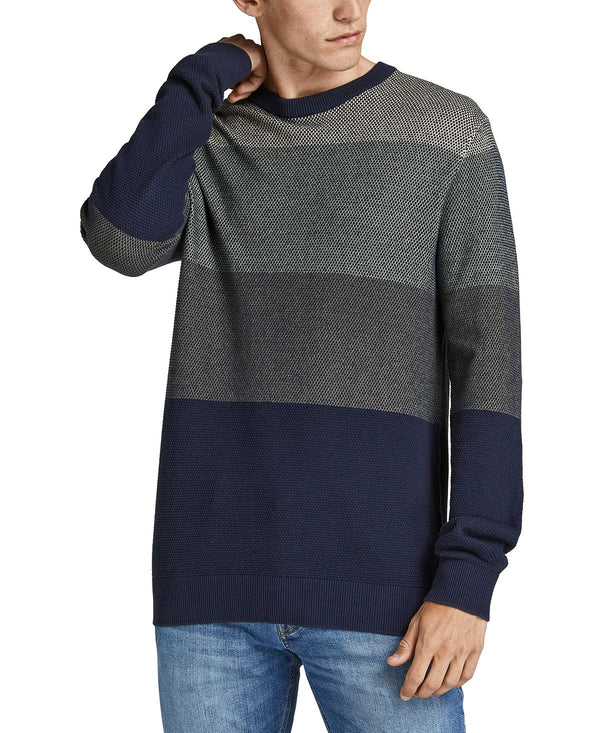 Jack & Jones Finn Textured Colorblocked Stripe Sweater Dusty Olive
