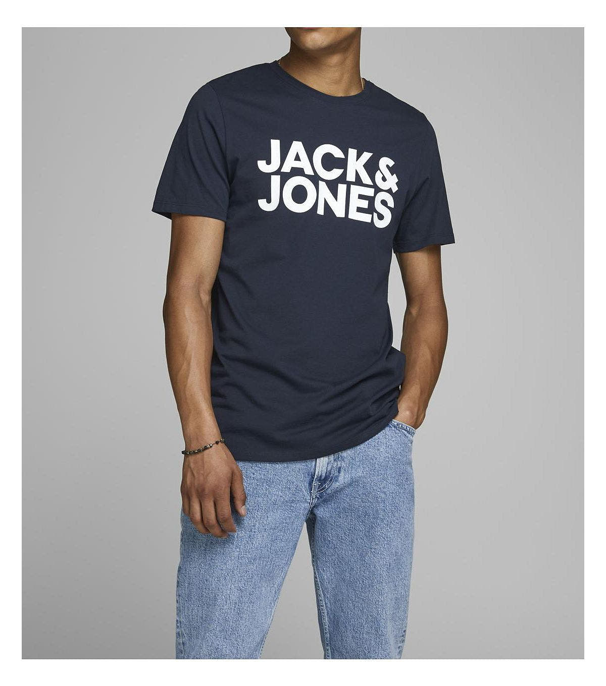 Jack & Jones Logo Tee Shirt Navy Blaze