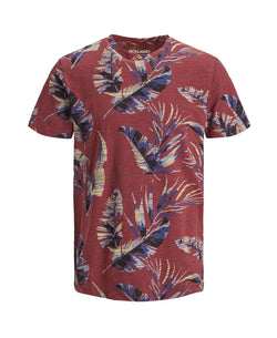 Jack & Jones New High Summer Short Sleeved Floral Tshirt Brick Red thumbnail 2