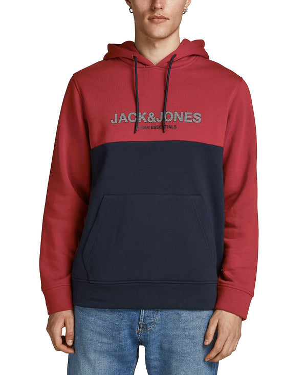 Jack & Jones Urban Color-blocked Hoodies Red Dahlia