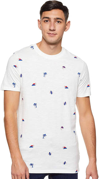 Jack & Jones WHITE Jorstormy Crewneck T-Shirt