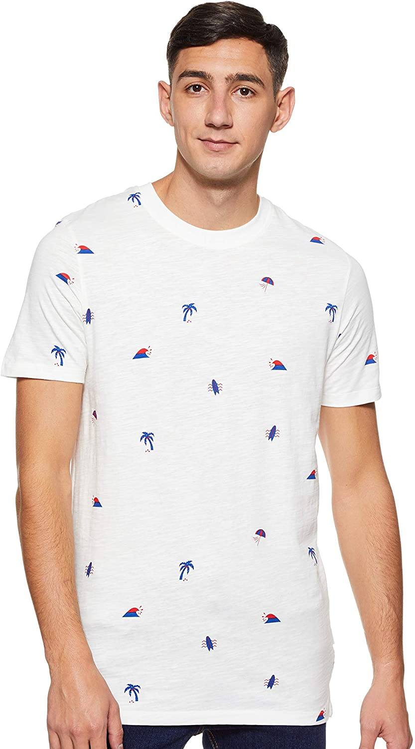 Jack & Jones WHITE Jorstormy Crewneck T-Shirt