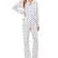 Jaclyn Intimates Roudelain Printed Notch-collar Top & Pants Pajama Set Star White Duo